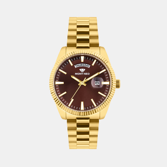 Men Quartz Red Dial Analog Stainless Steel Watch G3505D-M2212