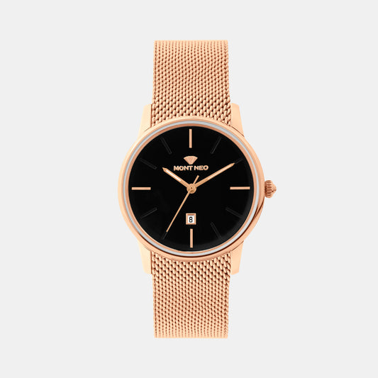 Women Quartz Black Dial Analog Mesh Watch L1052E-B3304