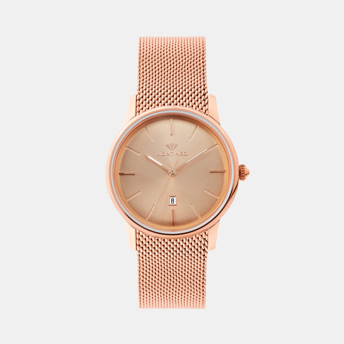 Women Quartz Rose Dial Analog Mesh Watch L1052E-B3307
