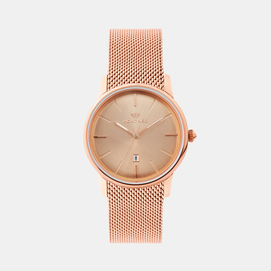 Women Quartz Rose Dial Analog Mesh Watch L1052E-B3307
