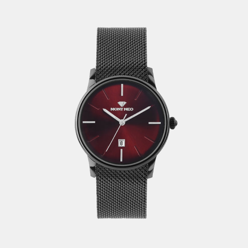 Women Quartz Red Dial Analog Mesh Watch L1052E-B4412