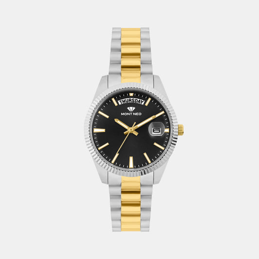 Women Quartz Black Dial Analog Stainless Steel Watch L3505D-M1204