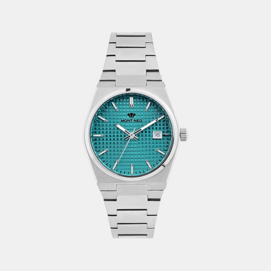 Women Quartz Blue Green Dial Analog Stainless Steel Watch L3509E-M1118