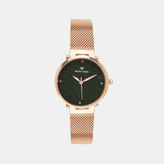 Women's Green Analog Stainless Steel Watch 9006T-B3314