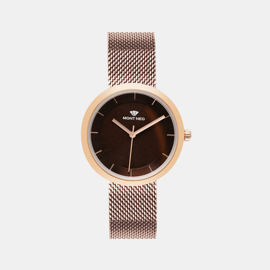 Women's Brown Analog Stainless Steel Watch 9002T-B3306