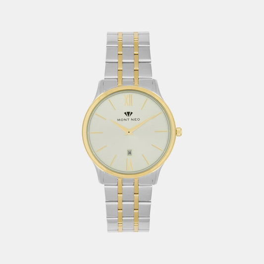 Men Quartz Silver Dial Analog Stainless Steel Watch 1035E-M1208