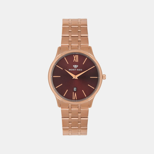 Men Quartz Brown Dial Analog Stainless Steel Watch 1035E-M3306
