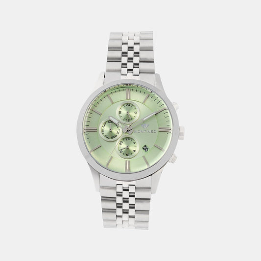 Men Quartz Green Dial Multi-Function Metal Watch 1049M-M1117