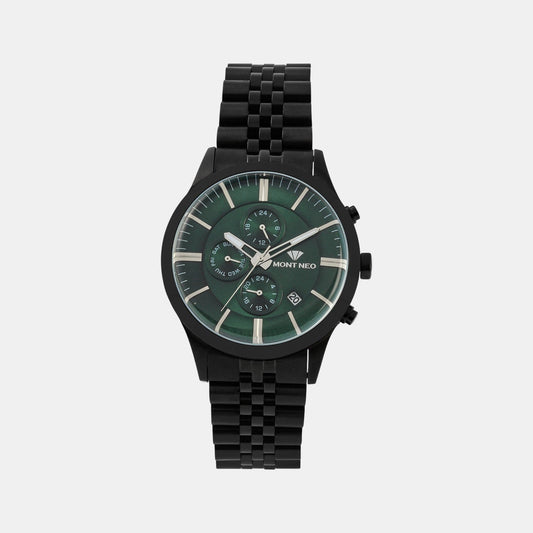 Men Quartz Green Dial Multi-Function Metal Watch 1049M-M4414