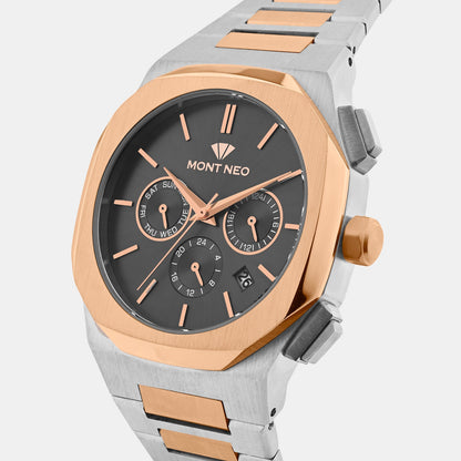 Men Quartz Black Dial Multi-Function Metal Watch 1054M-M1316