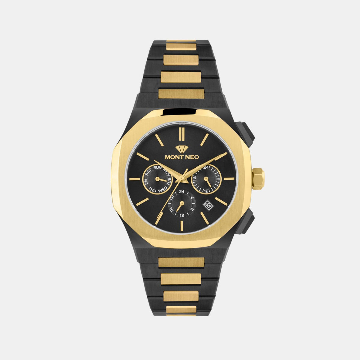 Men Quartz Black Dial Multi-Function Metal Watch 1054M-M4204