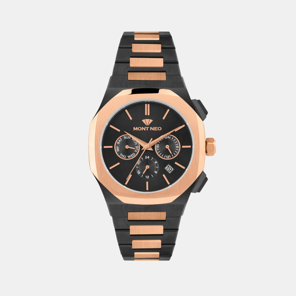 Men Quartz Black Dial Multi-Function Metal Watch 1054M-M4304