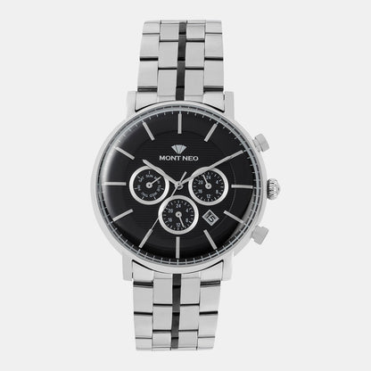 Men Quartz Black Dial Chronograph Metal Watch 1055C-M1404