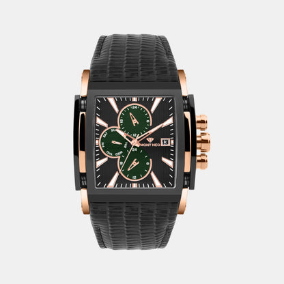 Men Quartz Black Dial Multi-Function Leather Watch G1057M-L3404