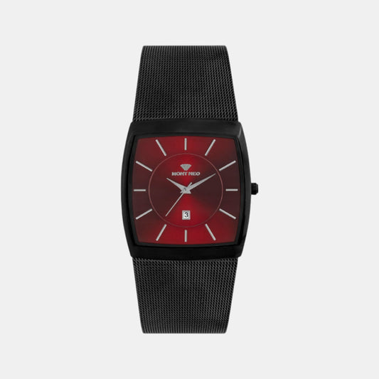 Men Quartz Maroon Dial Analog Stainless Steel Watch 1060E-B1104