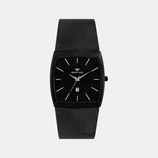 Men Quartz Black Dial Analog Stainless Steel Watch 1060E-B4404