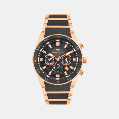 Men Quartz Black Dial Multi-Function Metal Watch G1062M-M2404