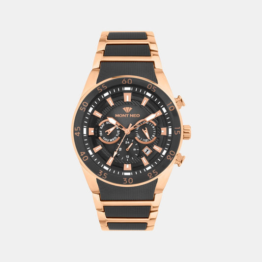 Men Quartz Black Dial Multi-Function Metal Watch G1062M-M2404