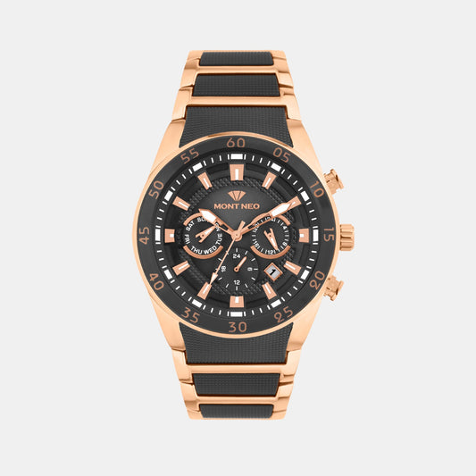 Men Quartz Black Dial Multi-Function Metal Watch G1062M-M3404