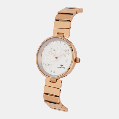Women Quartz Silver Dial Analog Stainless Steel Watch 7504B-M3303