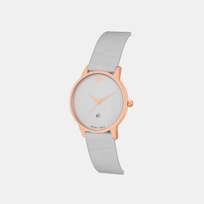 Women's White Analog Leather Watch L1034E-L3302