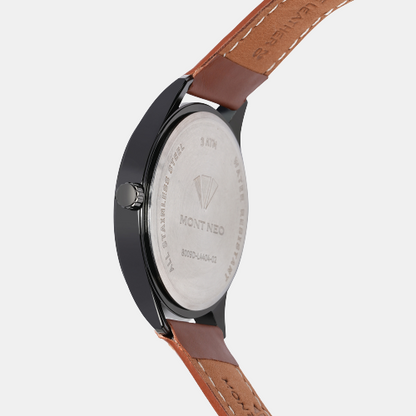 Men Quartz Black Dial Analog Leather Watch 8009D-L4404-02