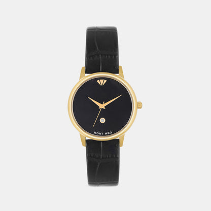 Women's Black Analog Leather Watch L1034E-L2204