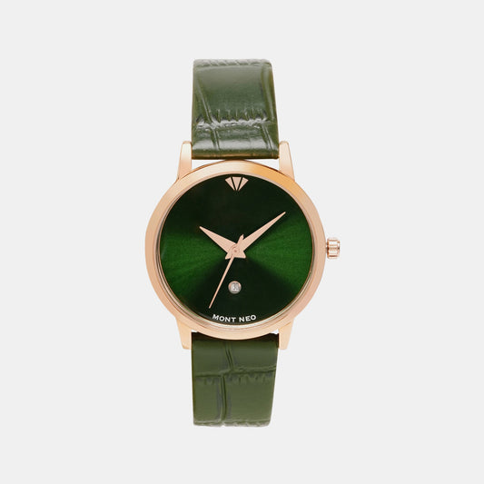 Women's Green Analog Leather Watch L1034E-L3314
