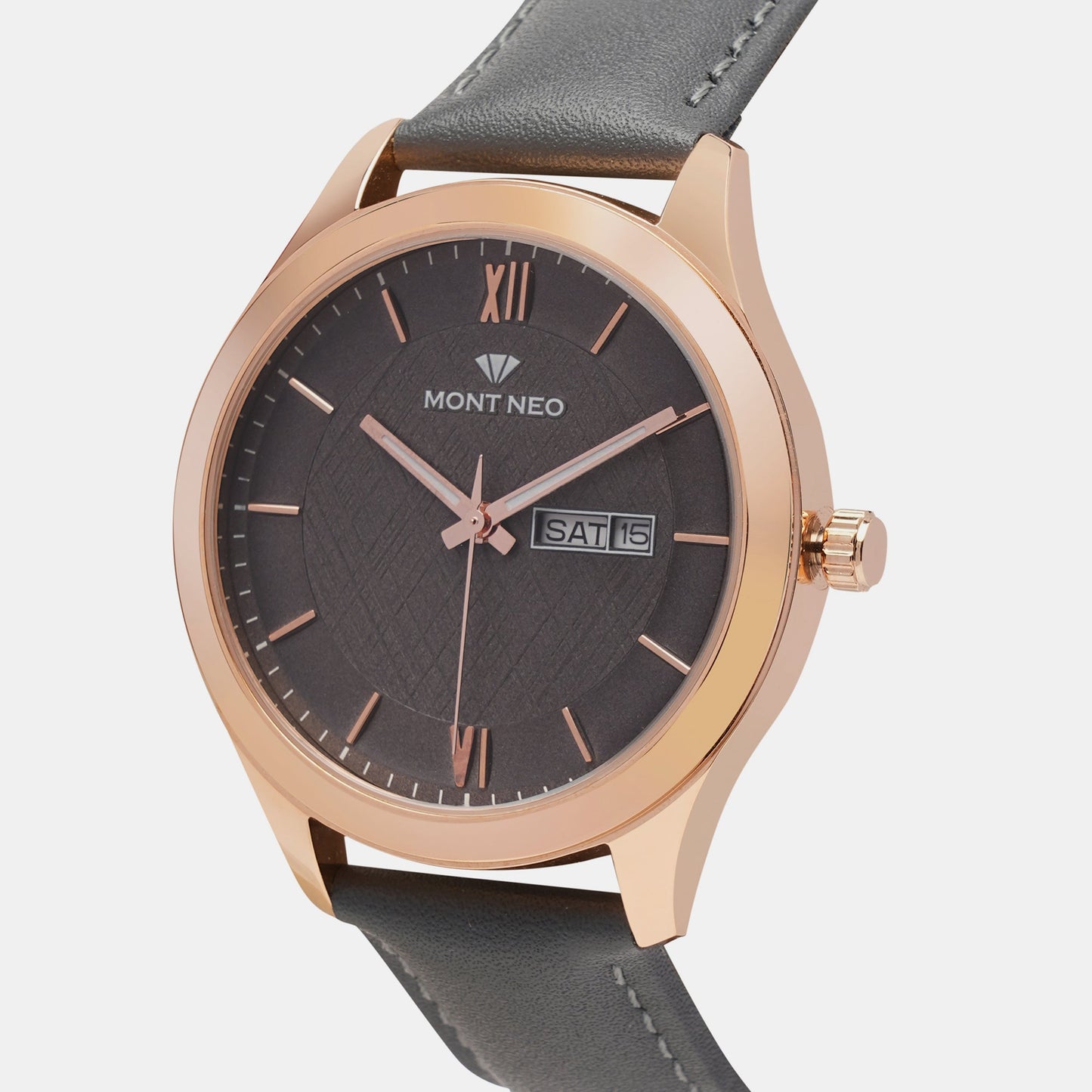 Men's Modern Grey Analog Leather Watch 8009D-L3315