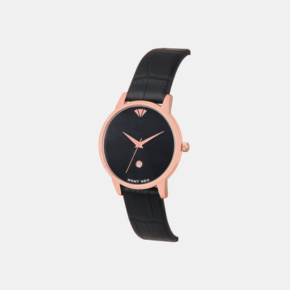 Women's Black Analog Leather Watch L1034E-L3304