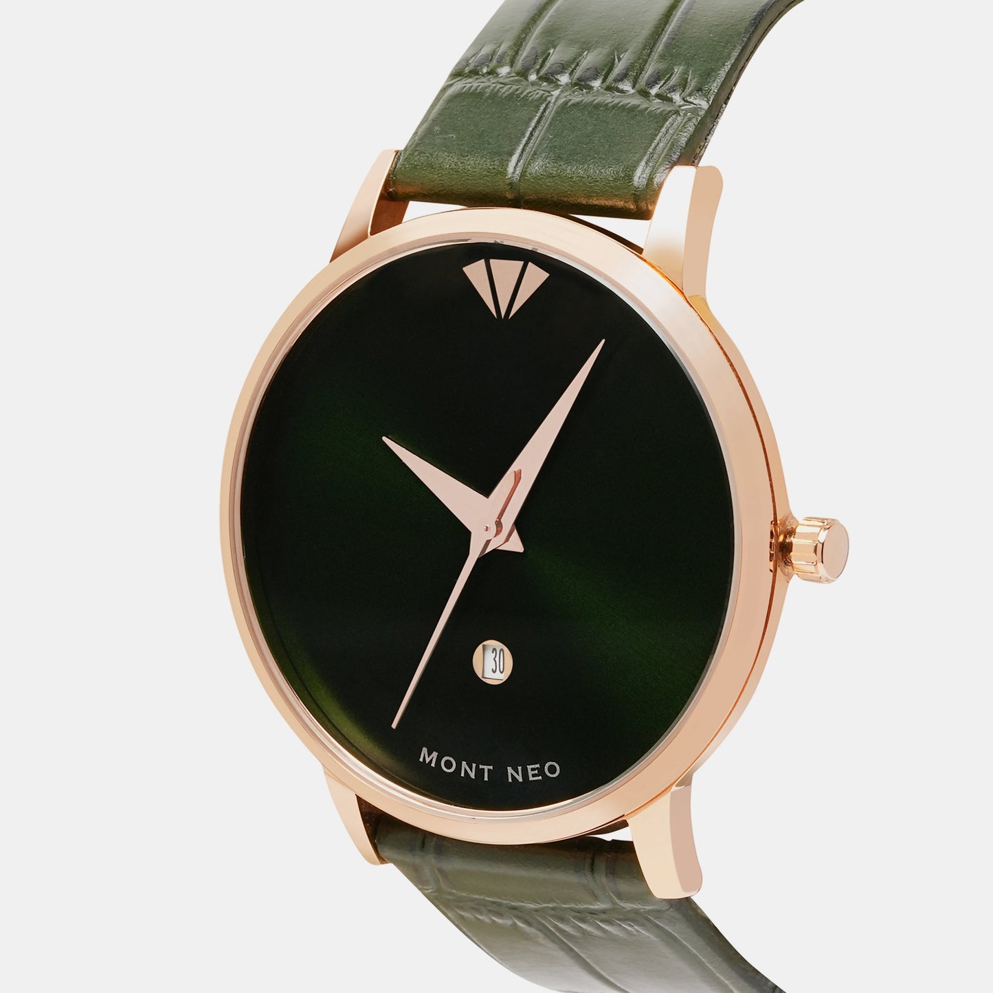 Men Quartz Green Dial Analog Leather Watch G1034E-L3314