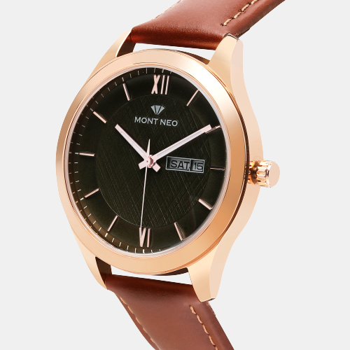 Men's Stylish Green Analog Leather Watch 8009D-L3314