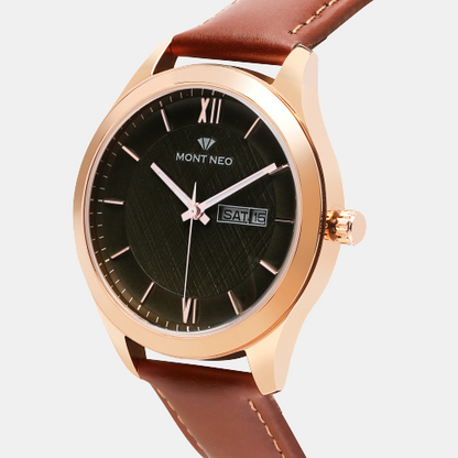 Men's Stylish Green Analog Leather Watch 8009D-L3314