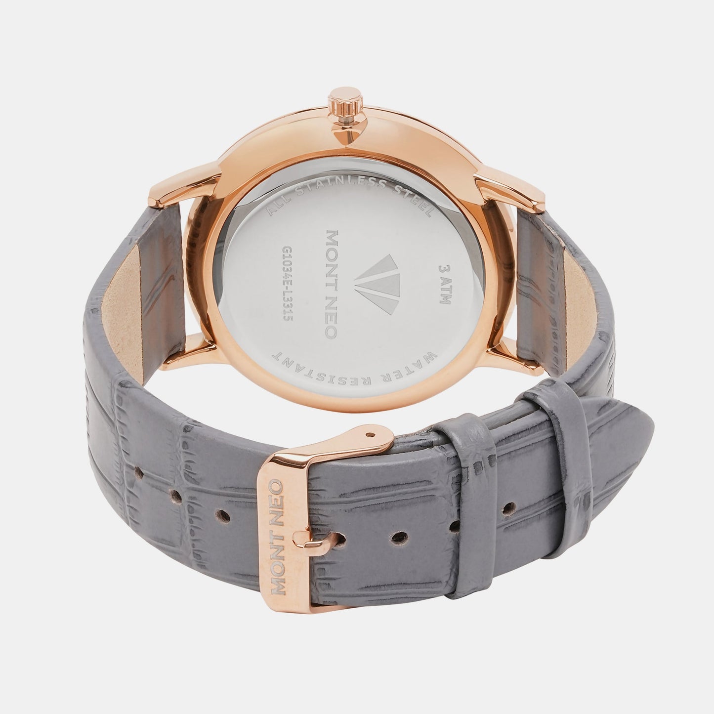 Men Quartz Grey Dial Analog Leather Watch G1034E-L3315