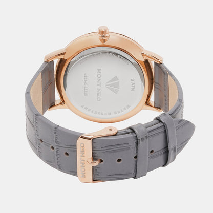 Men Quartz Grey Dial Analog Leather Watch G1034E-L3315