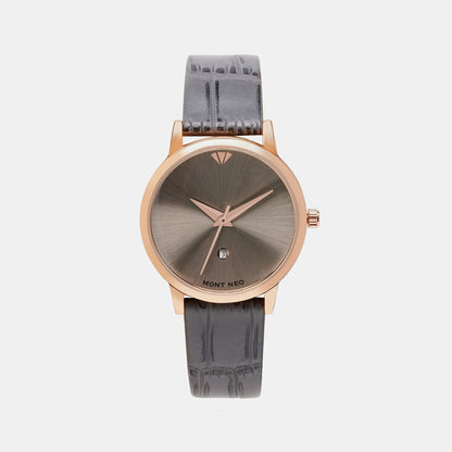 Women Quartz Grey Dial Analog Leather Watch L1034E-L3315