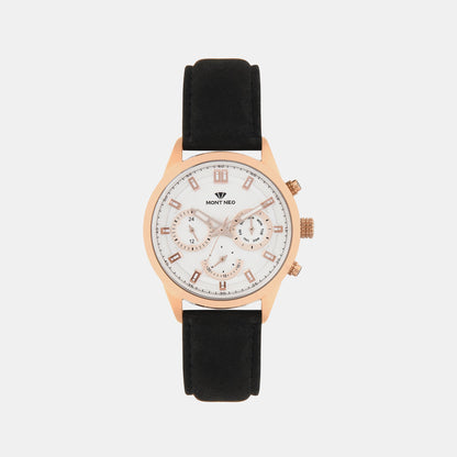 Men's Silver Chronograph Leather Watch 7007C-L3303