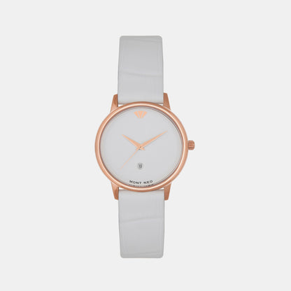 Women's White Analog Leather Watch L1034E-L3302