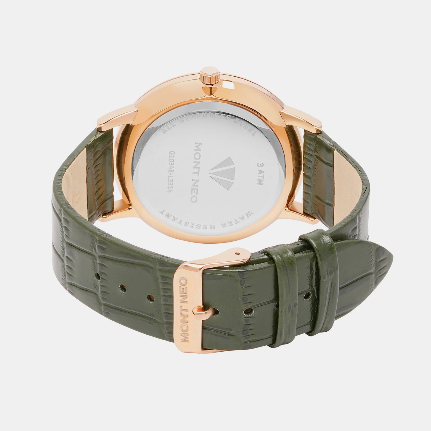 Men Quartz Green Dial Analog Leather Watch G1034E-L3314