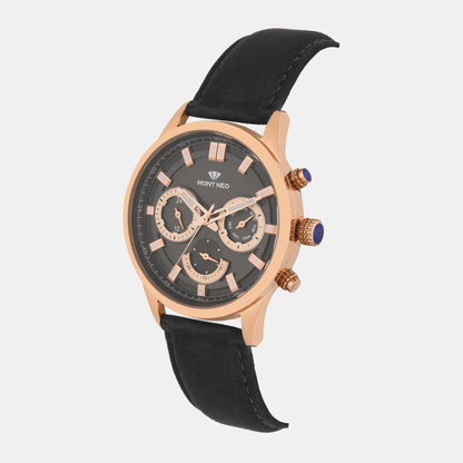 Men Quartz Grey Dial Chronograph Leather Watch 7007C-L3316-04