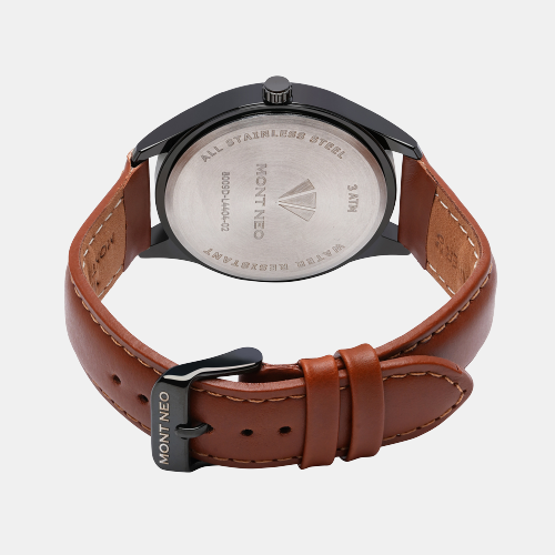 Men Quartz Black Dial Analog Leather Watch 8009D-L4404-02