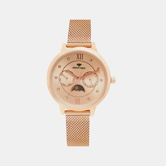 Women's Charming Rose Gold Chronograph Stainless Steel Watch 9003M-B3307
