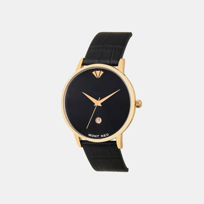 Men Quartz Black Dial Analog Leather Watch G1034E-L2204