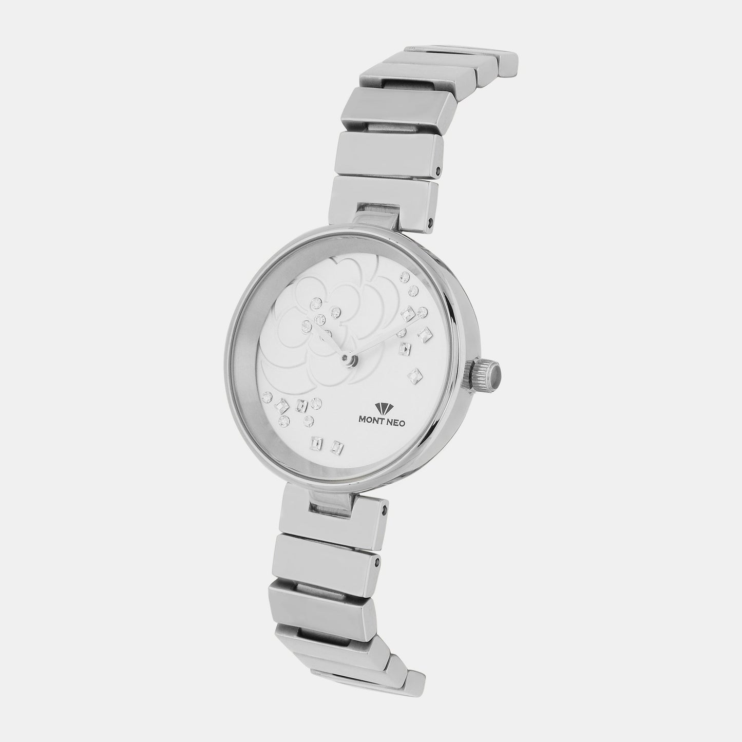 Women Quartz Silver Dial Analog Stainless Steel Watch 7504B-M1103