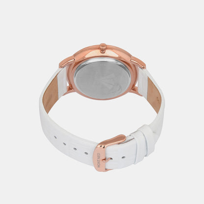 Men's White Analog Leather Watch G1034E-L3302