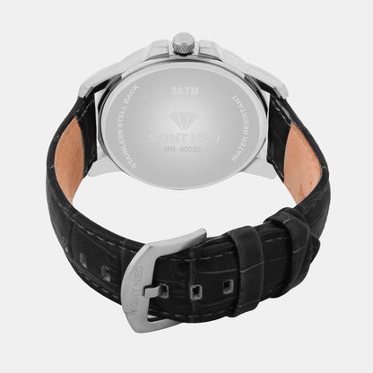 Men Quartz Black Dial Analog Leather Watch 8002E-L1104