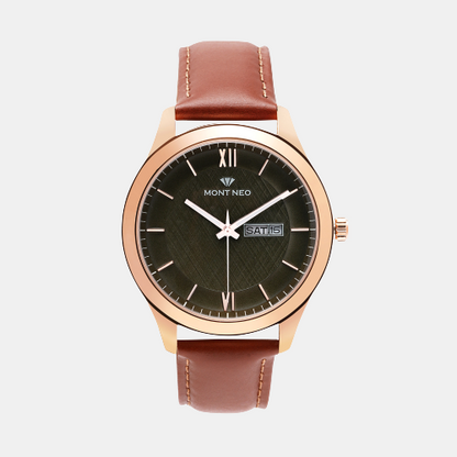 Men's Stylish Green Analog Leather Watch 8009D-L3314