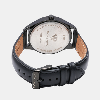 Men's Rugged Black Analog Leather Watch 8009D-L4404-01