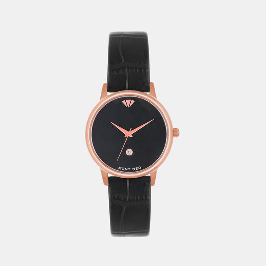 Women's Black Analog Leather Watch L1034E-L3304