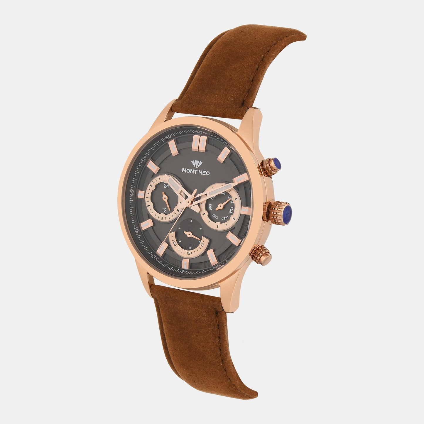 Men Quartz Grey Dial Chronograph Leather Watch 7007C-L3316-03